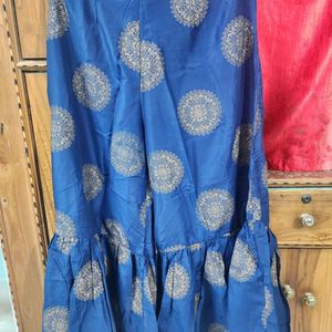 Cold Shoulder Navy Blue Kurta Sharara Set