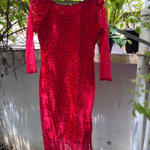 Red Net Kurta