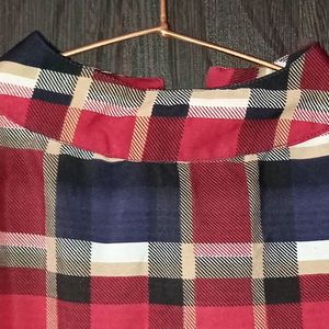 WOMAN CHECK CROP BOXY TOP