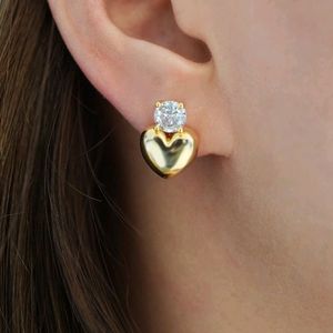 Gold Plated Heart Studded Elegant Earrings