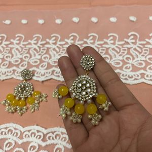 Yellow Kundan Earring