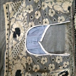 Gray And Golden Welvet Saree