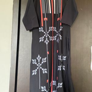 Straight Type Long Kurti Charcoal Dominent Colo