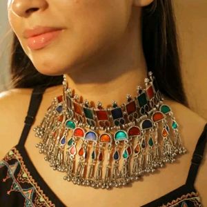 Top Running Meenakari Necklace With Matching