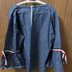 Denim Bell Sleeved Hm Top