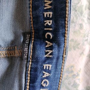 American Eagle Mid Rise Blue Bermuda Shorts.