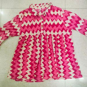 Pink Pure Cotton Short Kurti