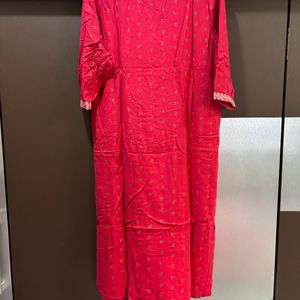 Embroidered Red Kurta