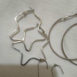 Silver Earrings Set Of 3