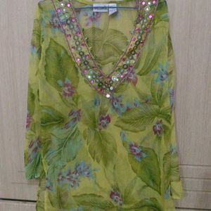 Vintage Kurti, Brand New, Green Kurti, Short Kurti