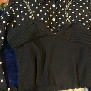 black Polka Dot Korean Top