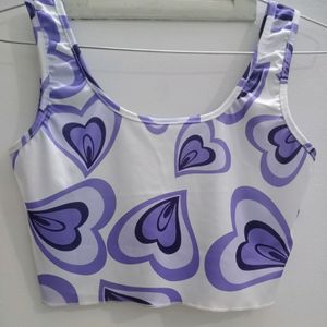 Purple Heart Printed Crop Top