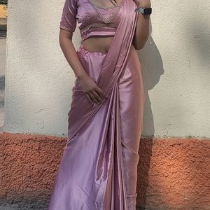 Saree With Designer Ready To Wear Blouse