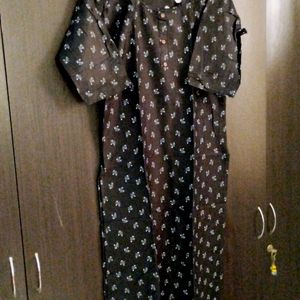 Black Cotton Printed Kurti