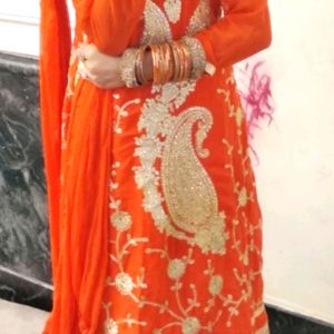 Beautiful Orange Colour Heavy Work Sharara Suit