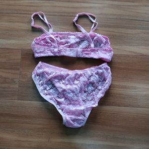 Madam Net Pink Bra Panty Set