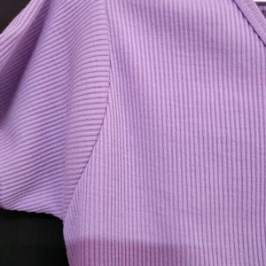 Lavender String Ribbed Top