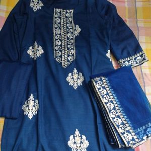 GoSriki : Blue Suit With Pant & Dupatta