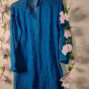 Beautiful Blue chikankeri Kurti