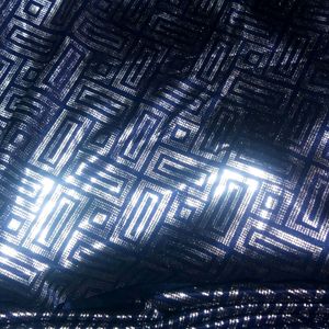 Navy Blue Silver Print Hosiery Fabric