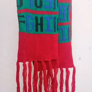 Kids Red Muffler Woollen With Numbers And Alphabet