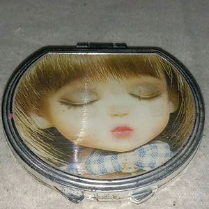 Girl Printed Round Shape Two Side Compact  Mirror