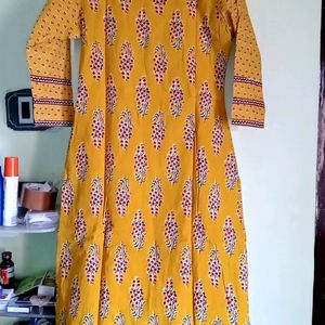 Brand Soch Mustard Colour Kurti With 3/4 Sleeves