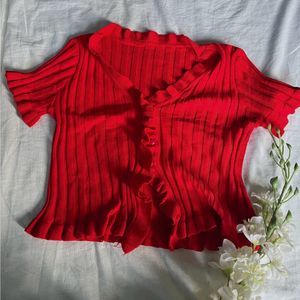 red sexy ruffle top