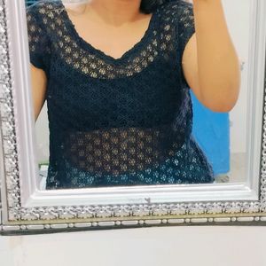 Trendy Black Crop Top (Unused)🌷SALE🌷