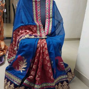 Cotton Silk Saree With Bracade Touch