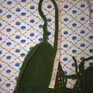 Crochet Bra Top_ Olive Green