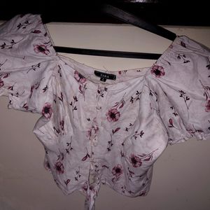 Flora Print Crop Top With Knot