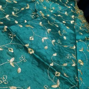 BEAUTIFUL GREEN EMBROIDERY SAREE WITH STONES