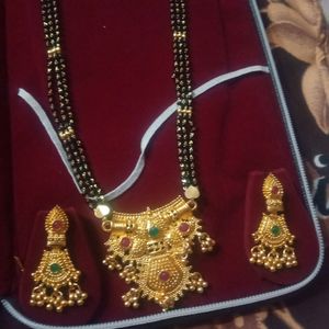 Beautifully Design Mangalsutra Chain With Earing