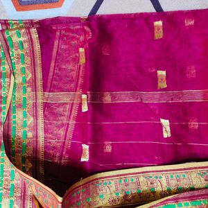 Bandhani Print Maroon Saree