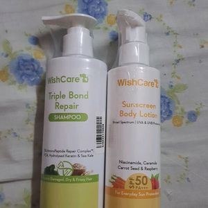 Wishcare Triple  Repair Shampoo  & Body Sunscreens