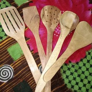 Handmade Wooden Serving Cooking Spoon Kitchen Set