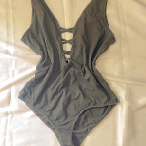 Bodysuit with criss cross neck