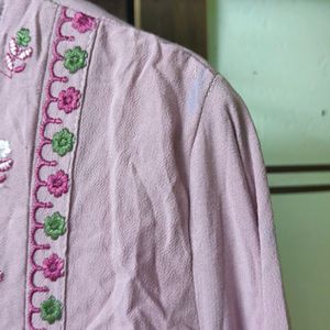 A Line Kurta With Multicolour Embroidery