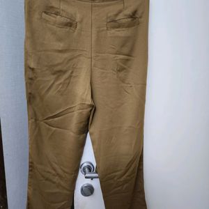 Brown High Waist Trousers With Drawstrings