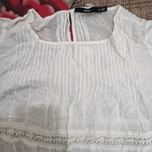 Peplum White Short Kurti Top