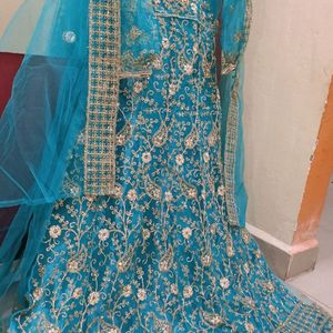 Sky Blue Long Wedding Dress