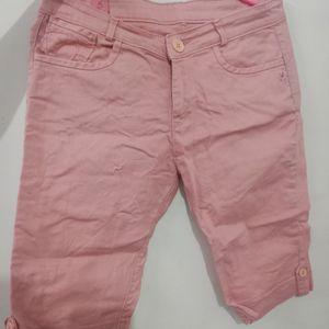 Aesthetic Pink Denim Capri