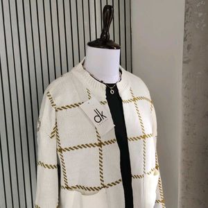 Vintage Checkered Open Front Cardigan