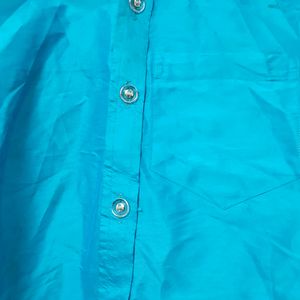 Stock Clearance Sale   - Cyan Silk Shirt