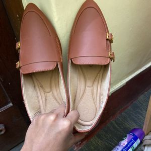 Brand New Brown Loafers with Gold Buckle - Size41