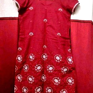 Maroon Embroidered Kurti ❤️