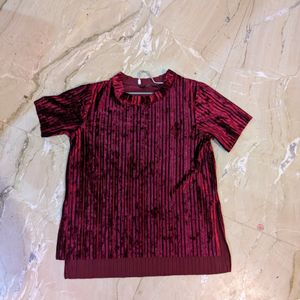 Party Red  Velvet Top , Size- XS, S