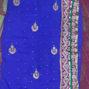 Beautiful Blue Colour Party wear Saree