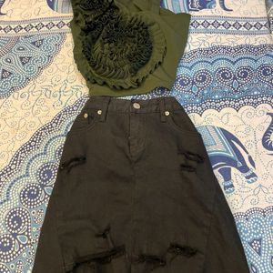 Olive Flower Top